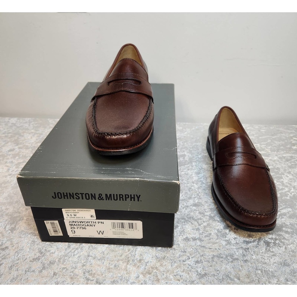 NWT Johnston & Murphy Mens Ainsworth PN Mohagany Shoes-Size 9W